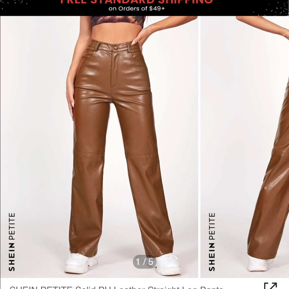SHEIN brown fake leather pants